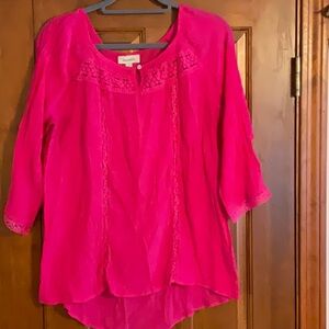Women's Pink Lace Detail Top, Dress Barn blouse, great condition, size L.